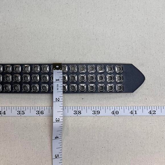 y2k style round studded black and silver velour grunge emo belt - Picture 8 of 8